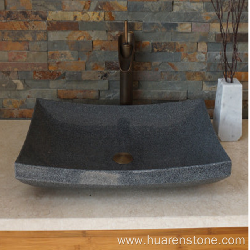 G654 dark grey granite polished vessel sink